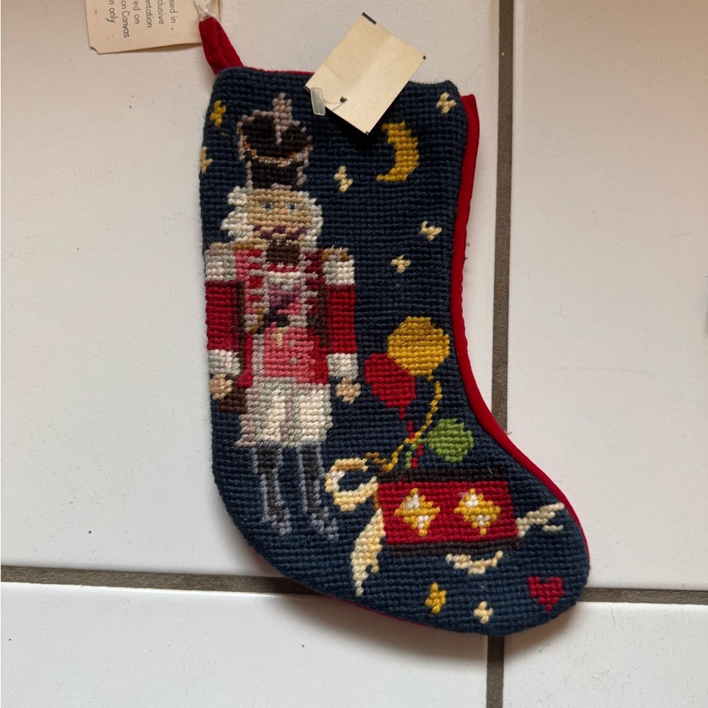 Mini Needlepoint Festive Nutcracker Christmas Stocking